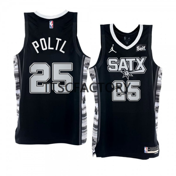 San Antonio Spurs Trikot Jakob Poeltl 25 Nike 2022-23 Statement Edition Schwarz Swingman - Herren